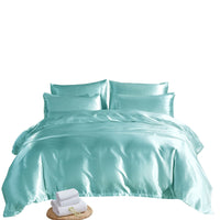 HKM-689235 Satin Three-Piece Quilt Cover and Pillowcase Set in Solid Colors