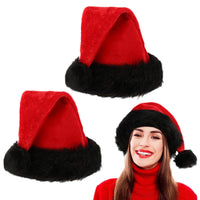 HKM-689363 Red and Black Plush Christmas Hat for Festive Dress-Up (32 x 45CM)