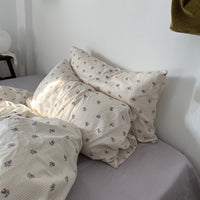 HKM-689555 Cotton Four-Piece Bedding Set with Bed Sheet, Quilt Cover, and Pillow Cases
