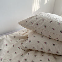 HKM-689555 Cotton Four-Piece Bedding Set with Bed Sheet, Quilt Cover, and Pillow Cases