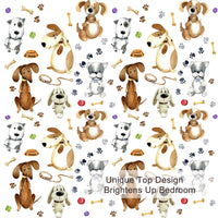 HKM-689555 Kids' Pastel Animal Duvet Cover Set with Dog Paws Pattern - 3 Pieces, Soft Microfiber, Machine Washable