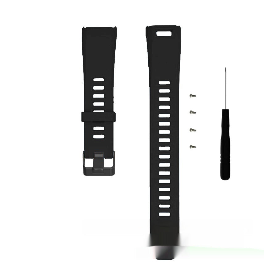 HKM-689747 Silicone Replacement Wristband for Smart Athletic Bracelet - Black