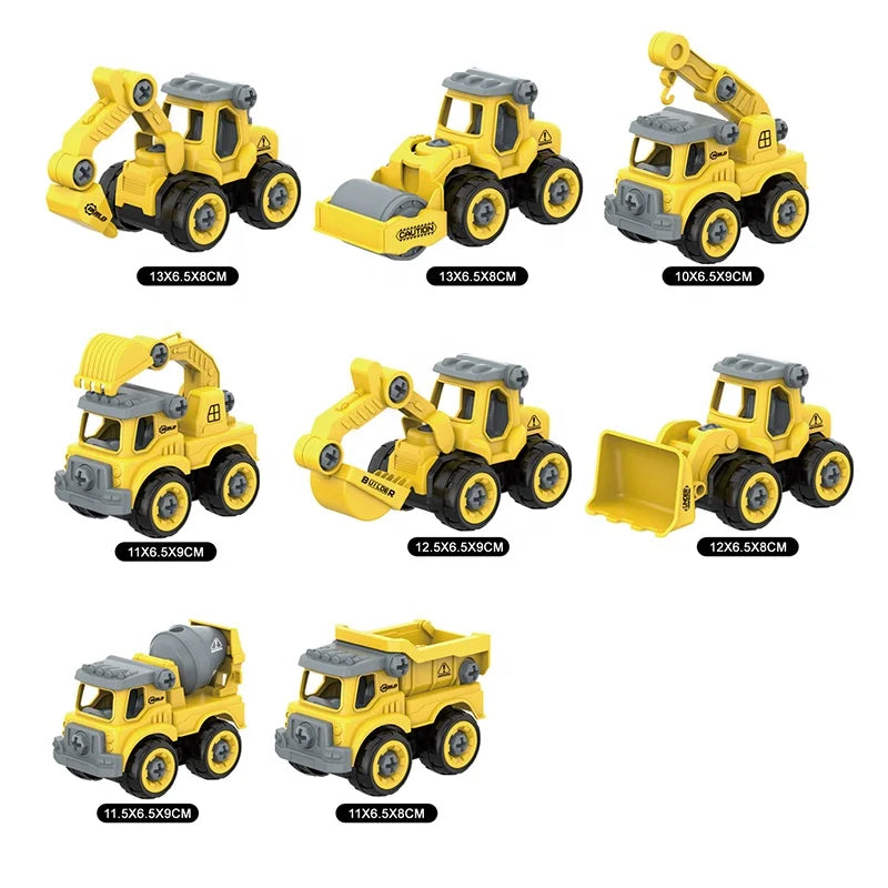 HKM-689875 DIY Take Apart Mini Truck Engineering Set for Kids - 8-Piece Plastic Vehicle Toy