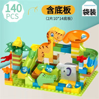 HKM-690067 Big Size Marble Race Run Building Blocks Set - 140pcs Maze Track with Plastic Funnels for Creative DIY Play