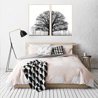 HKM-690323 Modern Black and White Winter Trees Decorative Canvas Art for Bedroom Wall Décor