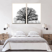 HKM-690323 Modern Black and White Winter Trees Decorative Canvas Art for Bedroom Wall Décor