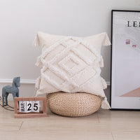 HKM-690451 Tufted Geometric Cotton and Linen Cushion Cover - 45x45 cm