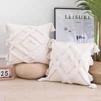 HKM-690451 Tufted Geometric Cotton and Linen Cushion Cover - 45x45 cm