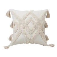 HKM-690451 Tufted Geometric Cotton and Linen Cushion Cover - 45x45 cm
