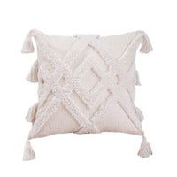 HKM-690451 Tufted Geometric Cotton and Linen Cushion Cover - 45x45 cm