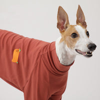 HKM-690643 Waffle Knit High Collar Sweater for Special Dog Breeds in Haze Blue, Off-White, and Brick Red