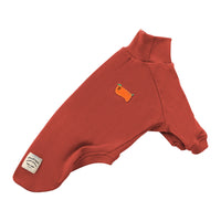 HKM-690643 Waffle Knit High Collar Sweater for Special Dog Breeds in Haze Blue, Off-White, and Brick Red