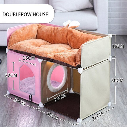 HKM-690771 Winter Warm Pet House Double-Storey Pet Villa Fully Enclosed