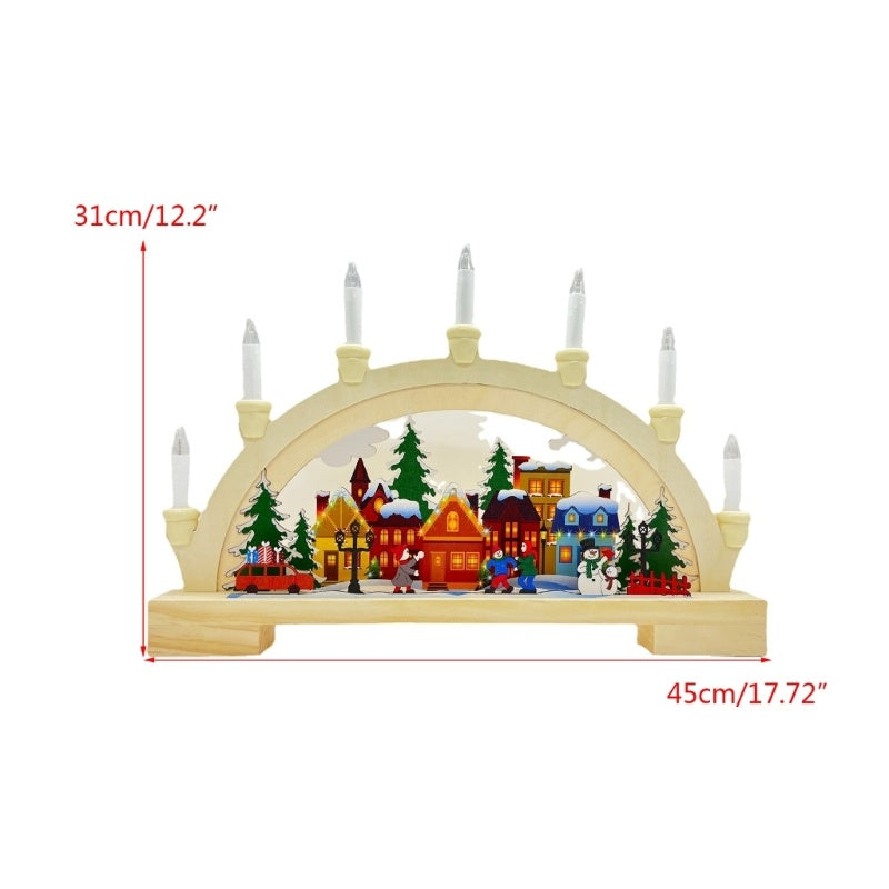 HKM-690835 Wooden LED Bridge Lamp Decoration for Christmas Ambience