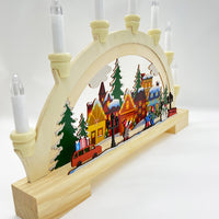 HKM-690835 Wooden LED Bridge Lamp Decoration for Christmas Ambience
