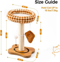 HKM-691027 Cat Tower with Scratching Post, Removable Perch & Interactive Ball Track for Indoor Cats - Brown, Medium