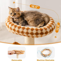 HKM-691027 Cat Tower with Scratching Post, Removable Perch & Interactive Ball Track for Indoor Cats - Brown, Medium