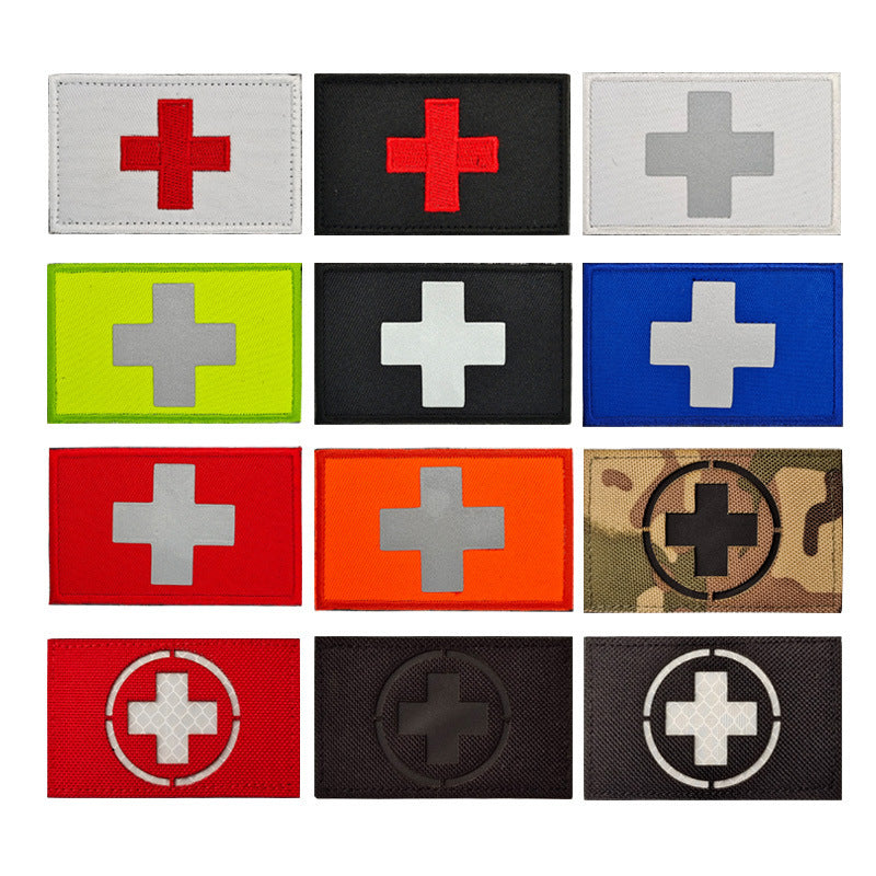 HKM-691155 Reflective Embroidered Medical First Aid Patch with Velcro Attachment