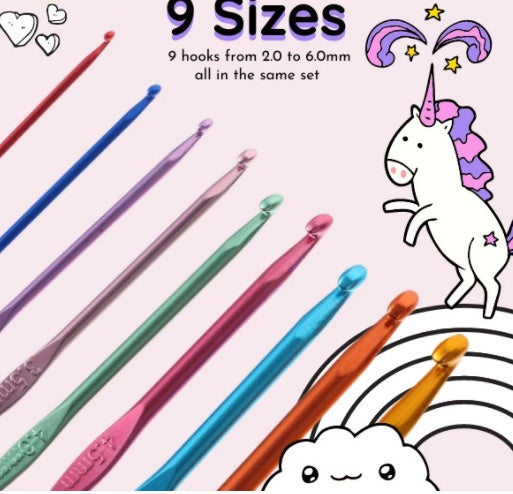 HKM-691219 Colorful Crochet Knitting Tools Set with Stainless Steel Needles and Storage Bag