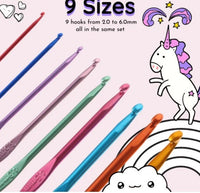 HKM-691219 Colorful Crochet Knitting Tools Set with Stainless Steel Needles and Storage Bag