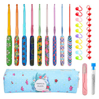 HKM-691219 Colorful Crochet Knitting Tools Set with Stainless Steel Needles and Storage Bag