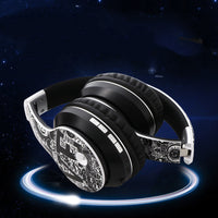 HKM-691283 Foldable and Retractable Bluetooth Headset with Stereo Sound and Graffiti Style in White, Gold, Silver, and Red