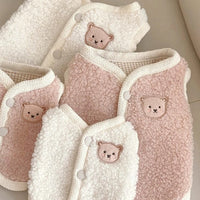 HKM-691539 Thickened Cotton Coat for Cats and Dogs - Autumn/Winter Wear in White/Pink