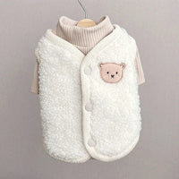 HKM-691539 Thickened Cotton Coat for Cats and Dogs - Autumn/Winter Wear in White/Pink