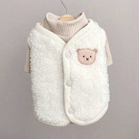 HKM-691539 Thickened Cotton Coat for Cats and Dogs - Autumn/Winter Wear in White/Pink