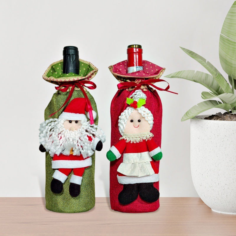 HKM-691667 Christmas-Themed Wine Bottle Cover for Holiday Celebrations, Cloth Material