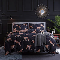 HKM-691859 Animal Print Reactive Dye Polyester Bedding Set - 3-Piece Quilted Style for 1.8m Beds