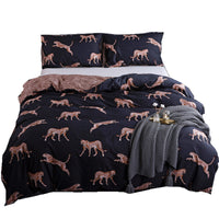 HKM-691859 Animal Print Reactive Dye Polyester Bedding Set - 3-Piece Quilted Style for 1.8m Beds