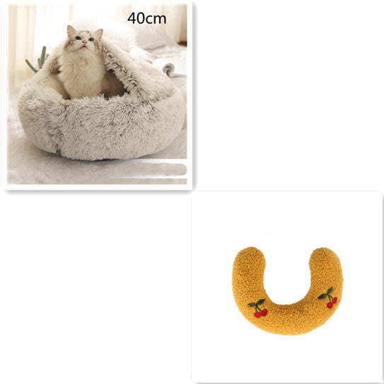HKM-691923 2 In 1 Dog And Cat Bed Pet Winter Bed Round Plush Warm Bed House Soft Long Plush Pets Bed Pet Products