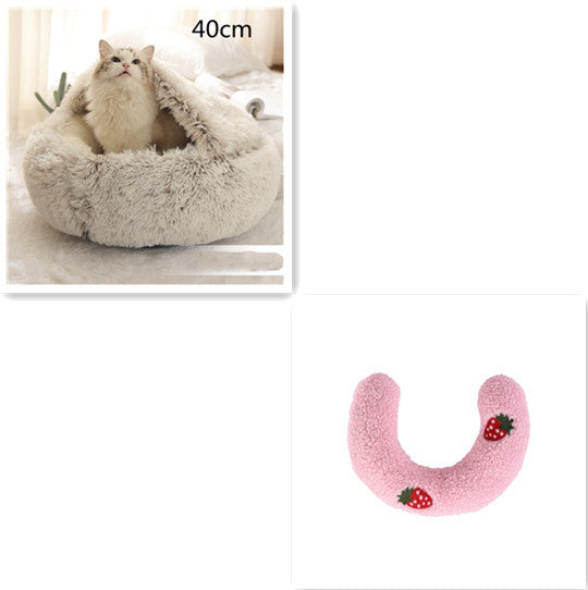 HKM-691923 2 In 1 Dog And Cat Bed Pet Winter Bed Round Plush Warm Bed House Soft Long Plush Pets Bed Pet Products