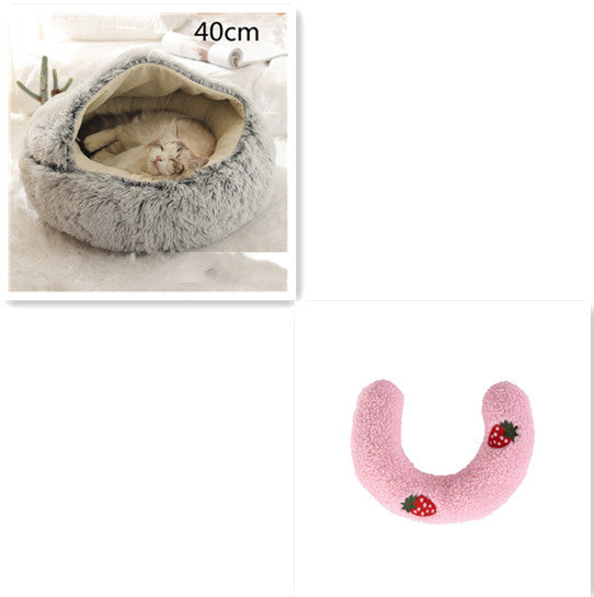HKM-691923 2 In 1 Dog And Cat Bed Pet Winter Bed Round Plush Warm Bed House Soft Long Plush Pets Bed Pet Products