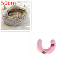 HKM-691923 2 In 1 Dog And Cat Bed Pet Winter Bed Round Plush Warm Bed House Soft Long Plush Pets Bed Pet Products