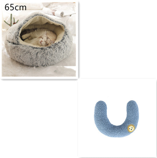 HKM-691923 2 In 1 Dog And Cat Bed Pet Winter Bed Round Plush Warm Bed House Soft Long Plush Pets Bed Pet Products