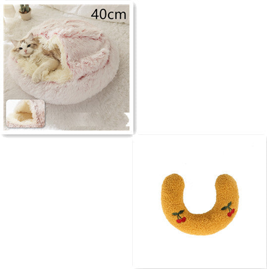 HKM-691923 2 In 1 Dog And Cat Bed Pet Winter Bed Round Plush Warm Bed House Soft Long Plush Pets Bed Pet Products