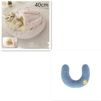 HKM-691923 2 In 1 Dog And Cat Bed Pet Winter Bed Round Plush Warm Bed House Soft Long Plush Pets Bed Pet Products