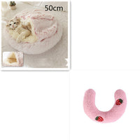 HKM-691923 2 In 1 Dog And Cat Bed Pet Winter Bed Round Plush Warm Bed House Soft Long Plush Pets Bed Pet Products