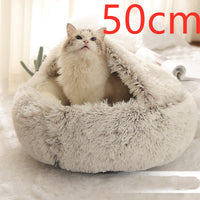 HKM-691923 2 In 1 Dog And Cat Bed Pet Winter Bed Round Plush Warm Bed House Soft Long Plush Pets Bed Pet Products