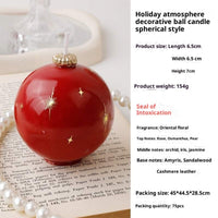 HKM-692179 Decorative Aromatherapy Spherical Candle Set in Red and White - 2 Packs of Lantern and Sphere Styles