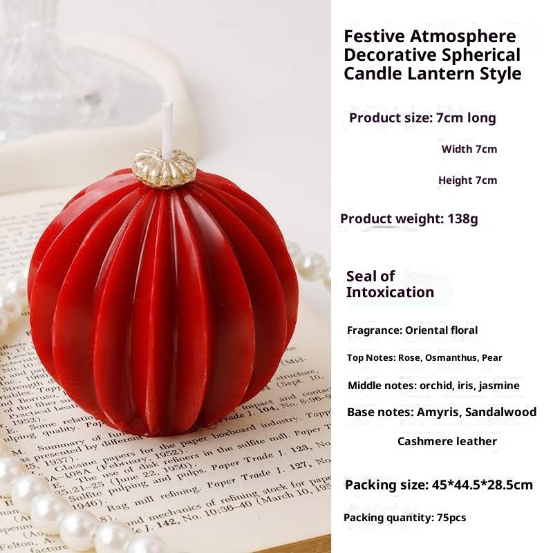 KTX-692179 Decorative Aromatherapy Spherical Candle Set in Red and White - 2 Packs of Lantern and Sphere Styles