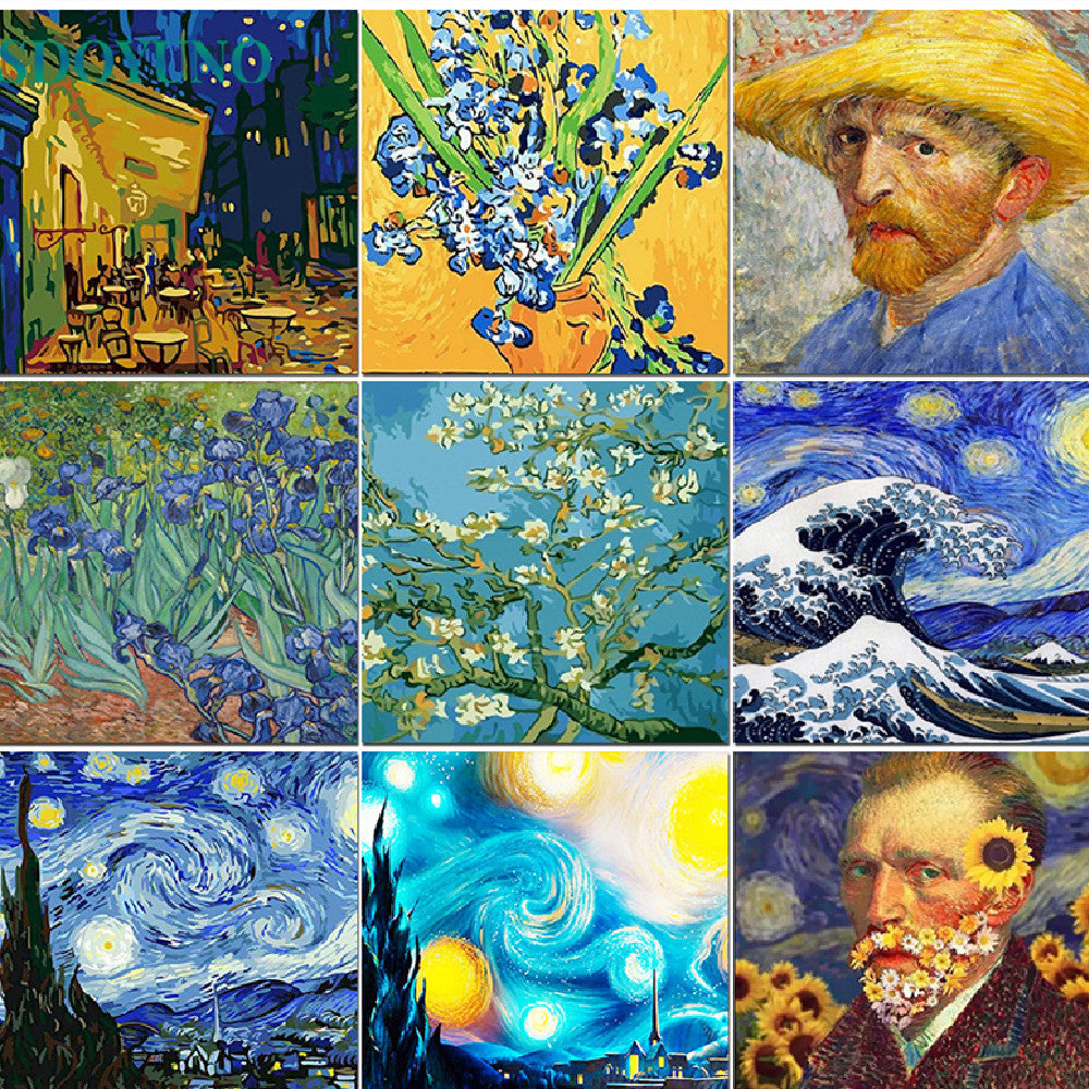 HKM-692307 Frameless Digital Oil Painting on Linen - Classic 24 Color Options, 40x50cm & 60x75cm Sizes