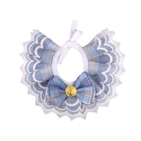 HKM-692307 Plaid Cat Bib with Big Bow and Lace Edge - Ideal Pet Saliva Towel for All Seasons