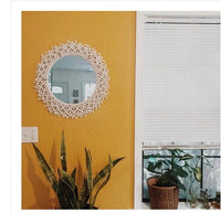 HKM-692371 Handmade Sunflower Heart Mirror Tapestry in Natural Cotton - Decorative, Functional, and Stylish Home Accessory
