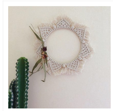 HKM-692371 Handmade Sunflower Heart Mirror Tapestry in Natural Cotton - Decorative, Functional, and Stylish Home Accessory