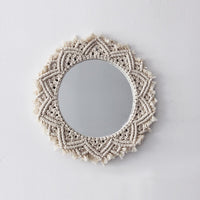 HKM-692371 Handmade Sunflower Heart Mirror Tapestry in Natural Cotton - Decorative, Functional, and Stylish Home Accessory