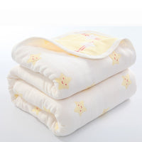 HKM-692371 Six-Layer Cotton Gauze Quilt for Summer Cooling - Lightweight Air Conditioner Blanket, 120x150cm & 90x100cm Options