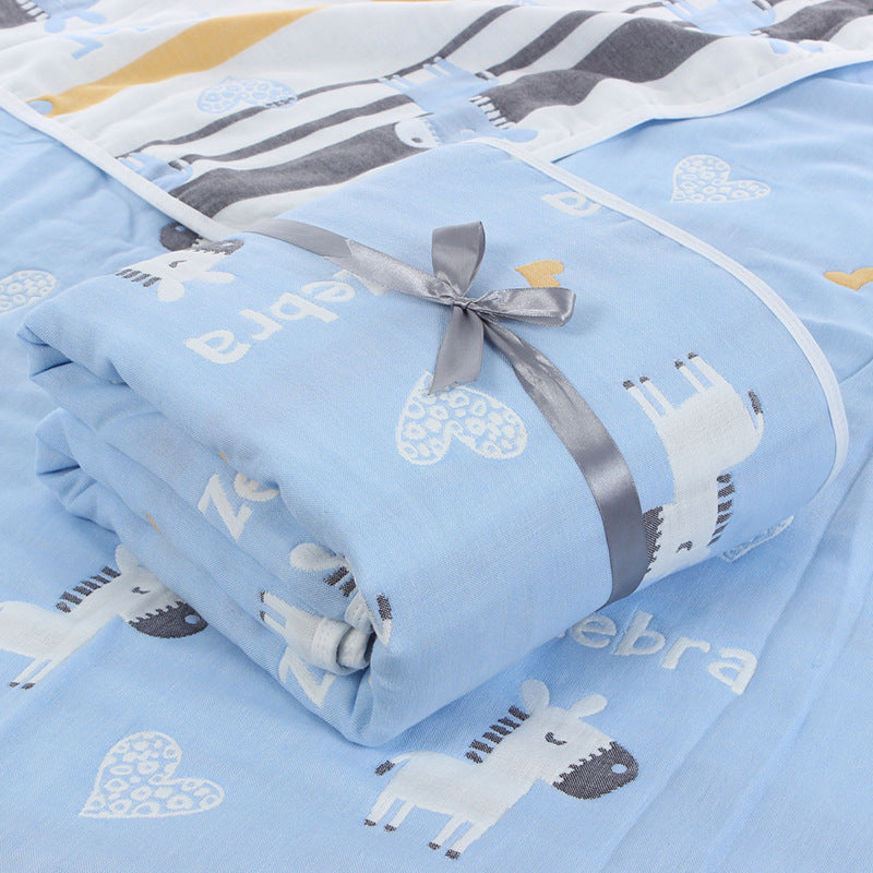HKM-692371 Six-Layer Cotton Gauze Quilt for Summer Cooling - Lightweight Air Conditioner Blanket, 120x150cm & 90x100cm Options
